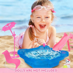 BETTINA beach ball prop enhances free play beside the pool