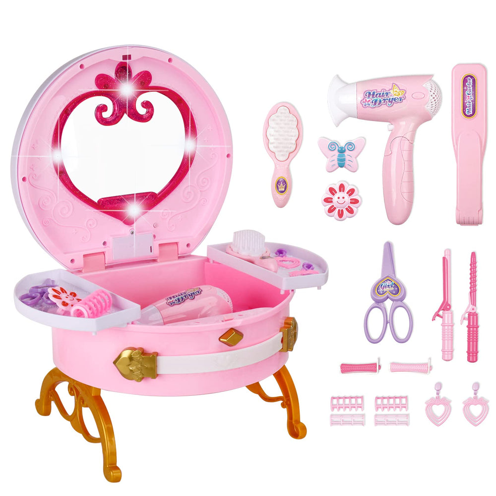 BETTINA Portable Princess Vanity in an on-the-go case keeps toys organized during travel