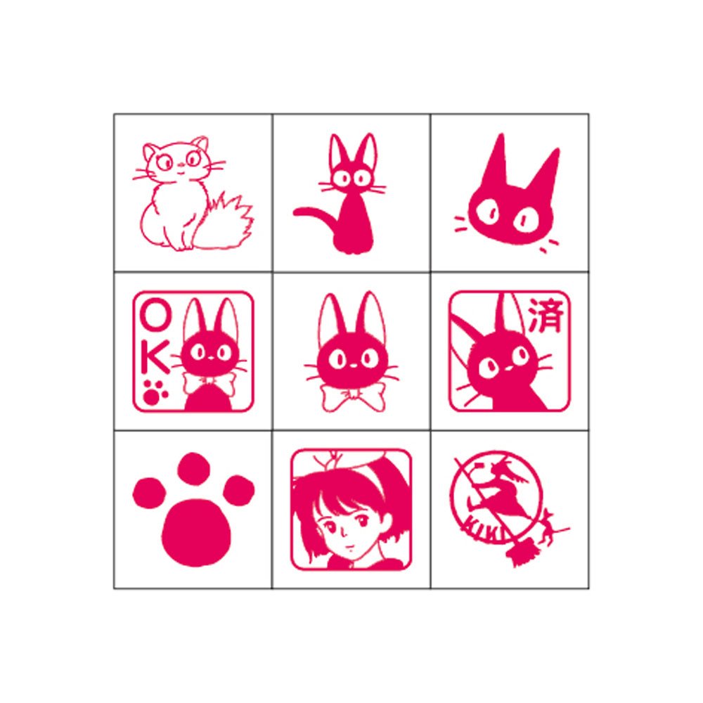 Beverly Kiki and Jiji mini stamps close-up for playful notes.