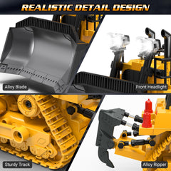 BEWEAI RC Bulldozer 360° rotation and blade lifting for versatile digging.