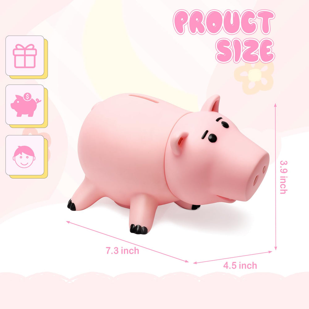 BewthU Hamm piggy bank side view shows pink color and durable plastic.