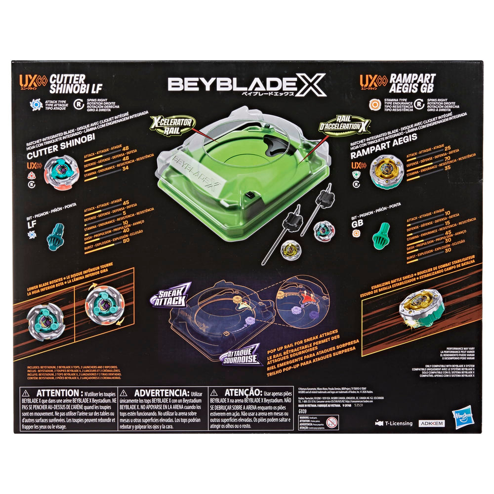 Beyblade Beystadium pop up rail in motion providing surprise redirects