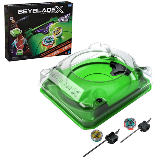 Beyblade front packaging showing set contents and quick setup benefit