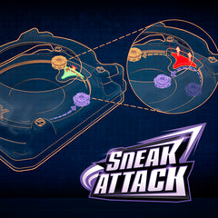 Beyblade tops hitting X Celerator dash for dramatic collision excitement