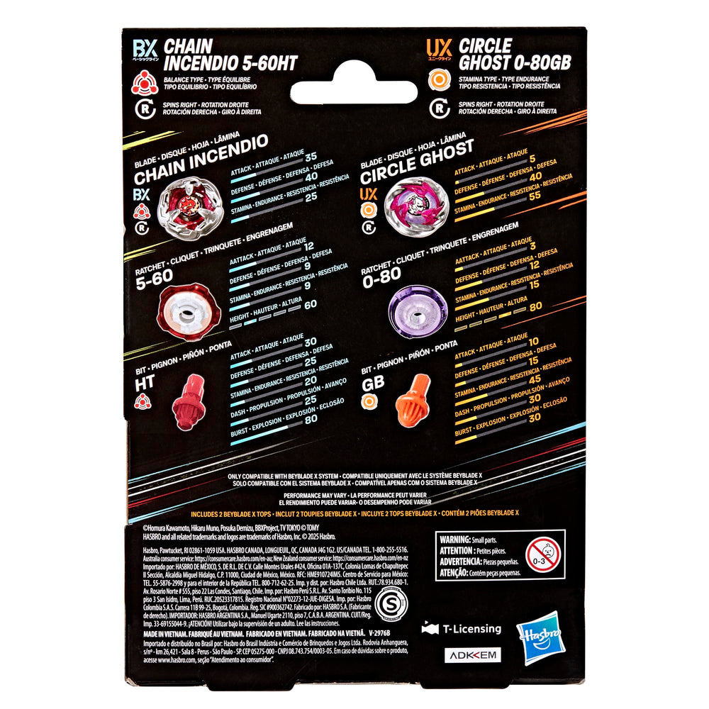 Beyblade X Chain Incendio 5-60HT BX top delivering high-arc balance.
