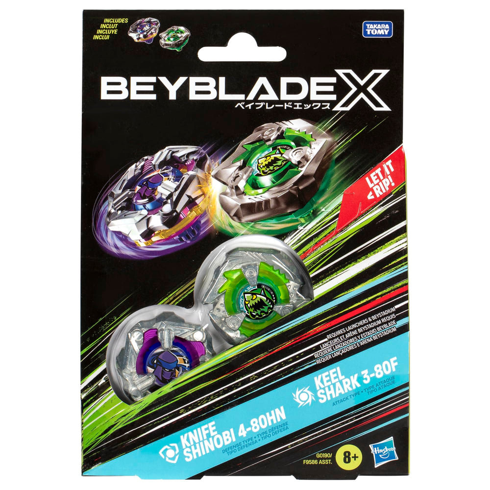 Beyblade X dual-pack components shown for quick assembly and customization.