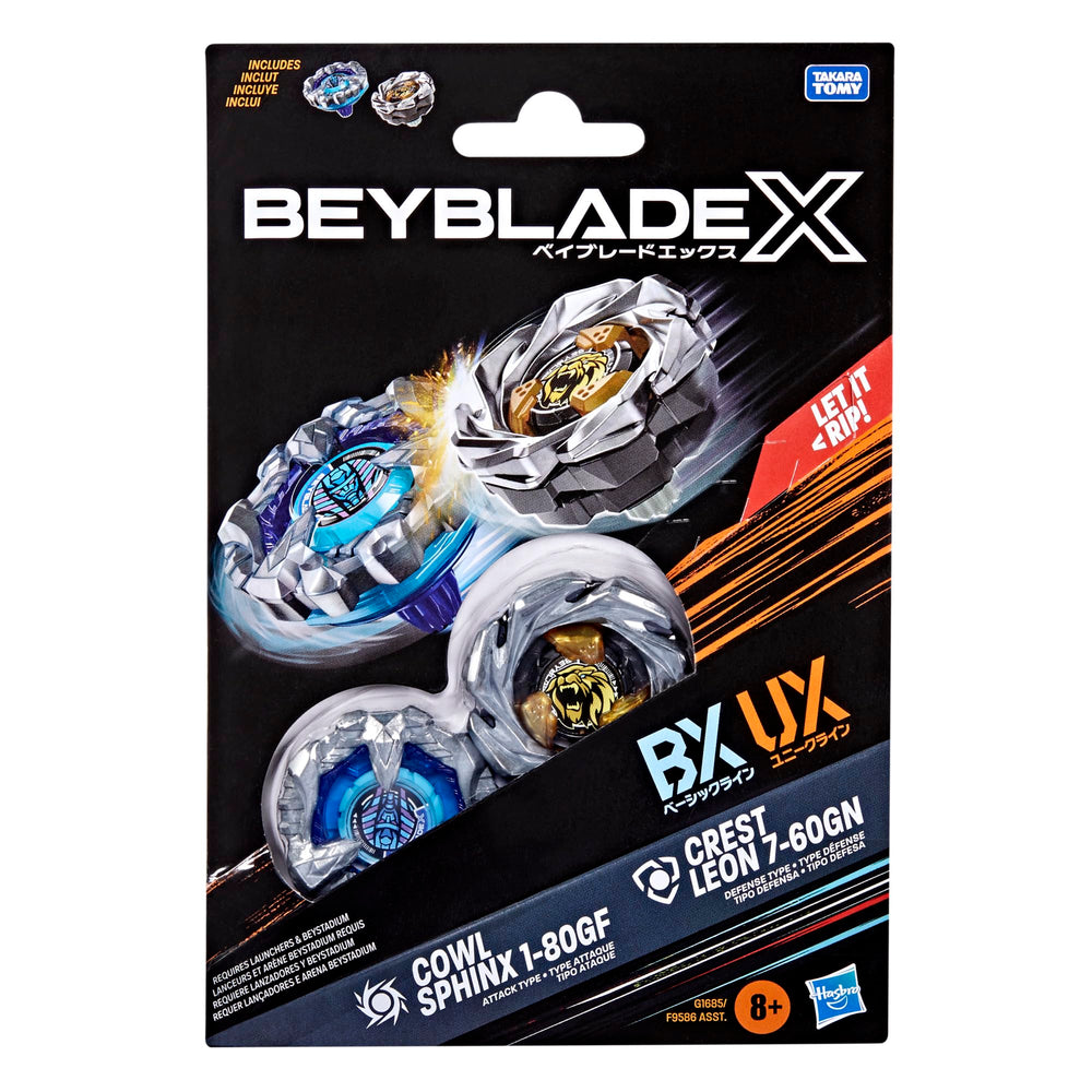Beyblade X dual pack box showing authentic Takara Tomy tops