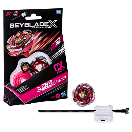 Beyblade X Reaper Incendio T top with 3-part blade for enhanced customization.