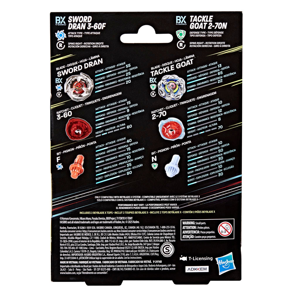 Beyblade X Sword Dran 3-60F right-spin top with high attack power
