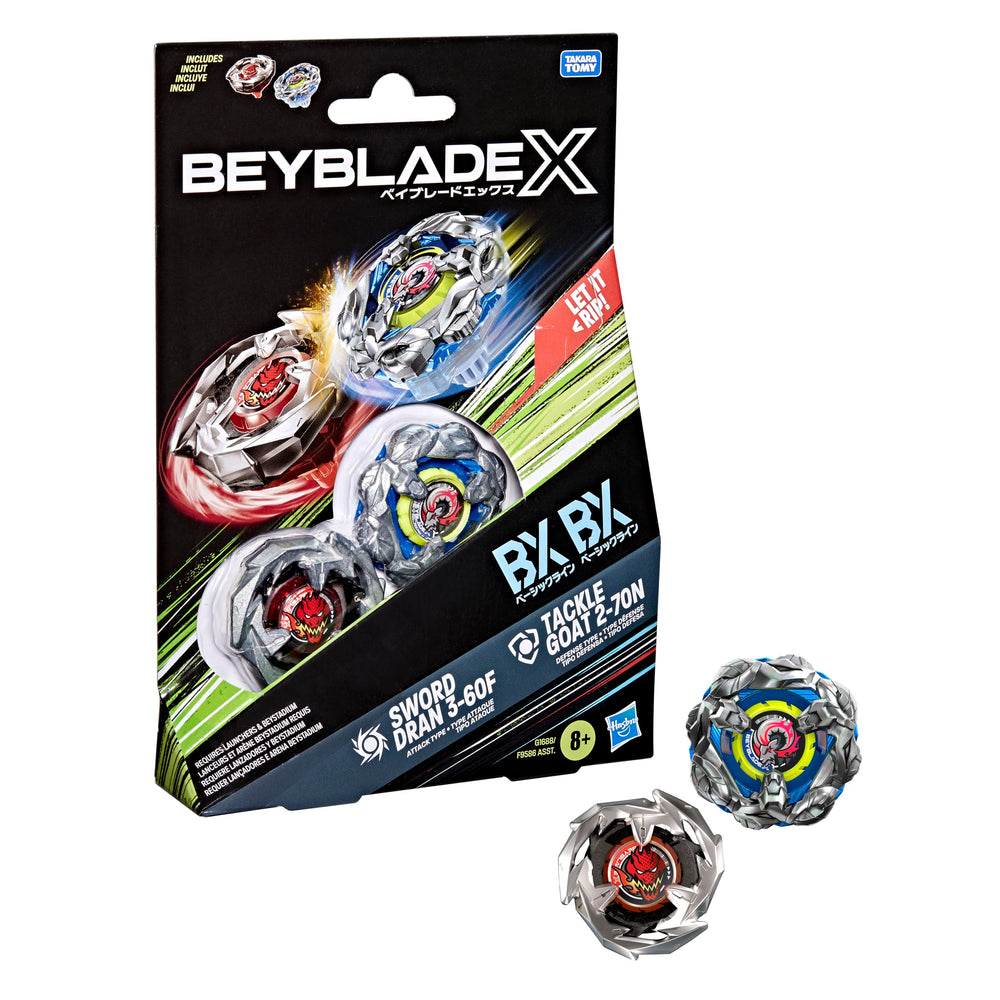 Beyblade X Tackle Goat 2-70N right-spin top in action during battles