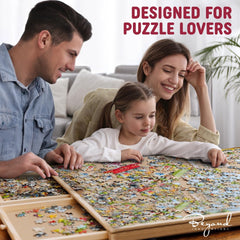 Beyond Innoventions wood puzzle table edge detail supports stability during assembly.