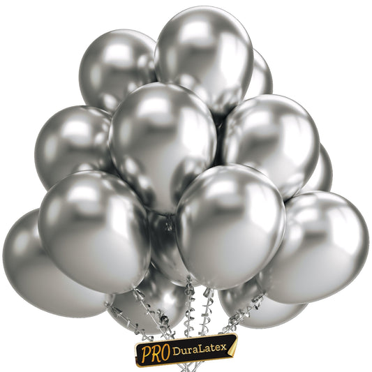 Bezente Pro Duralatex silver balloons 12-inch pack for grand events