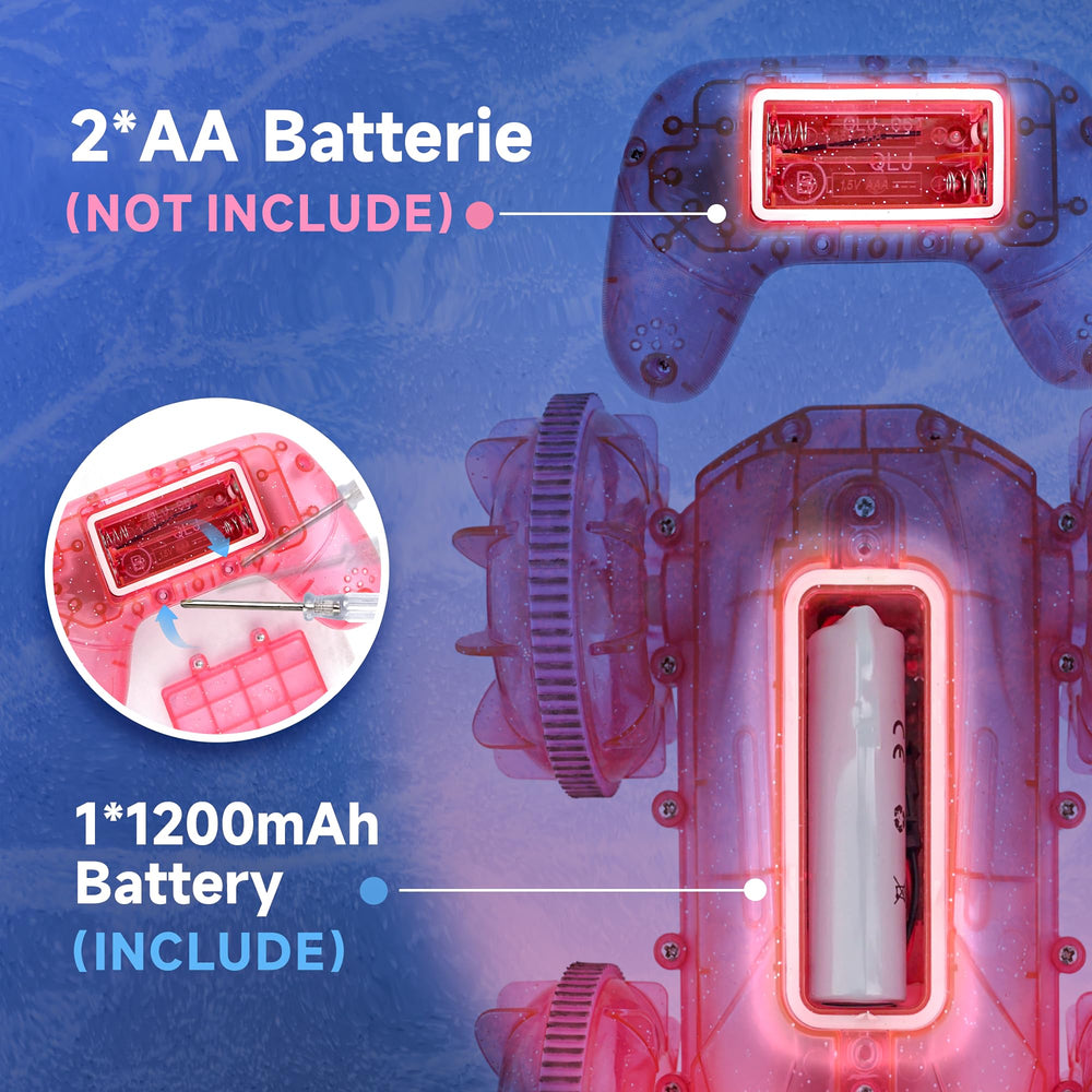 BEZGAR RC car pink 1200mAh battery for extended playtime.