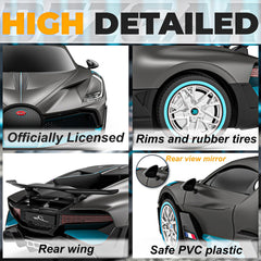 BEZGAR Bugatti 1:24 RC car close-up detailing grille and badge for true licensed look