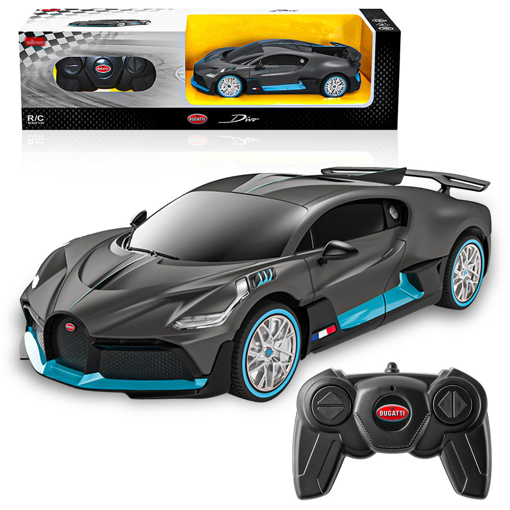BEZGAR Bugatti 1:24 RC car front view showcasing authentic license for display or dynamic play