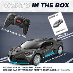 BEZGAR Bugatti 1:24 RC car with remote in hand illustrating easy control for beginners