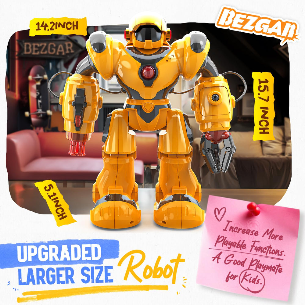 BEZGAR robot performing dynamic dance modes during playtime.