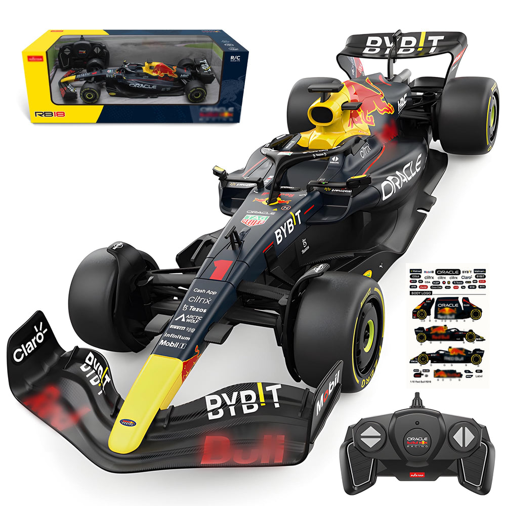 BEZGAR F1 RC car front view with authentic RB livery for display