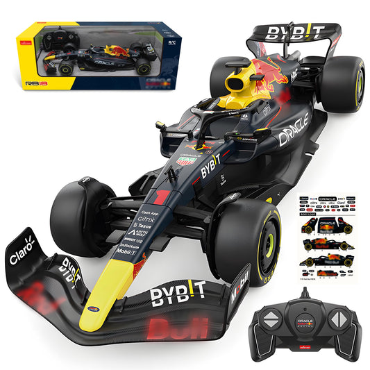 BEZGAR F1 RC car front view with authentic RB livery for display