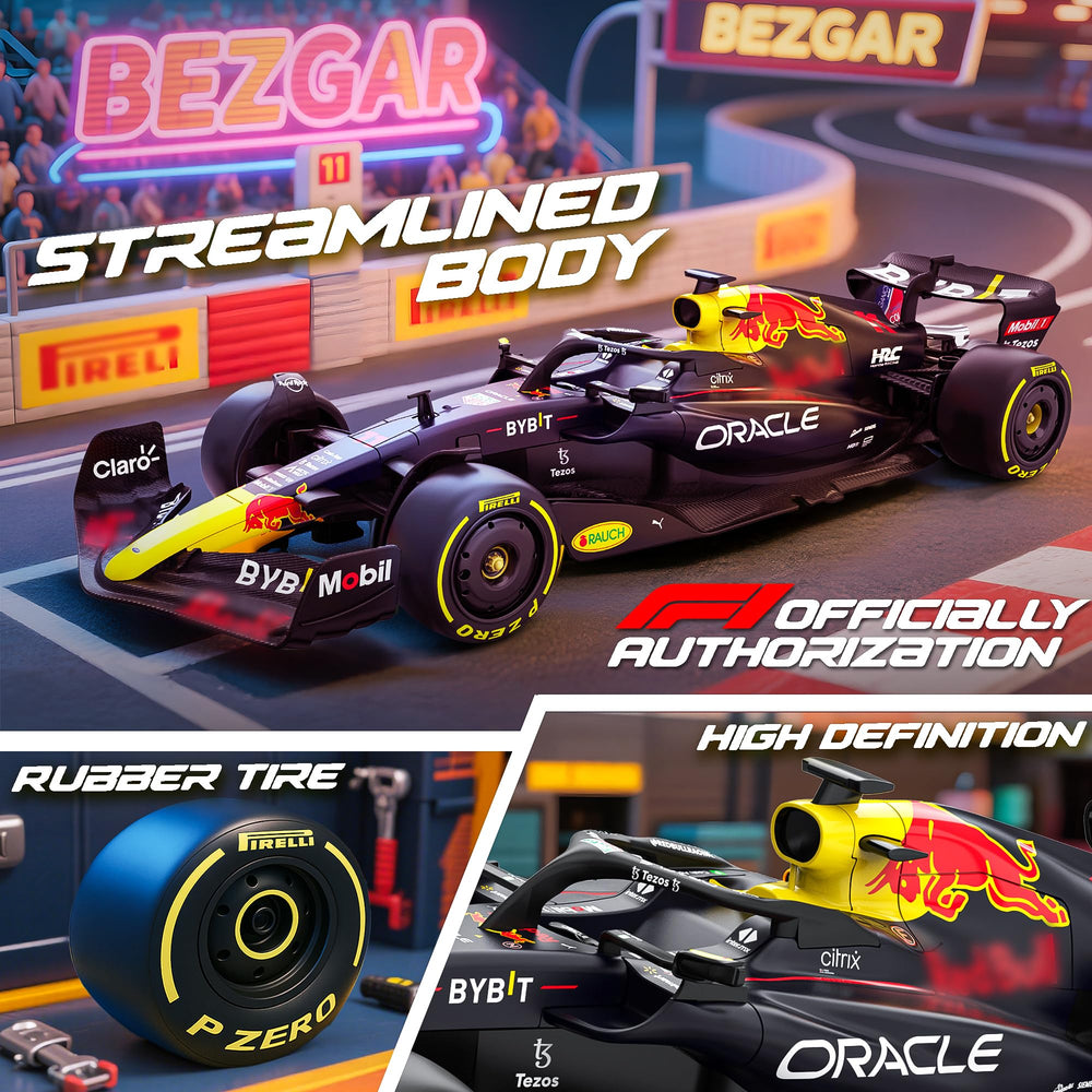 BEZGAR F1 RC car rear view showing race-ready silhouette