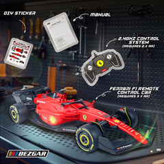 BEZGAR Ferrari F1 75 RC car detailed suspension for smooth racing.