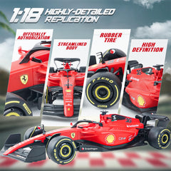 BEZGAR Ferrari F1 75 RC car top view highlights authentic livery and scale details.
