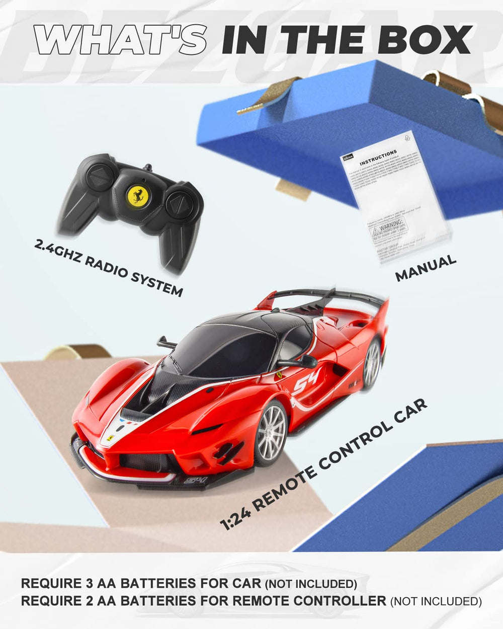 BEZGAR Ferrari RC Car 2.4GHz for stable control.