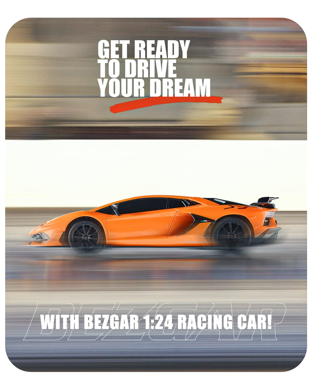 BEZGAR Lambo Aventador SVJ RC car, packaging, ready to unbox.