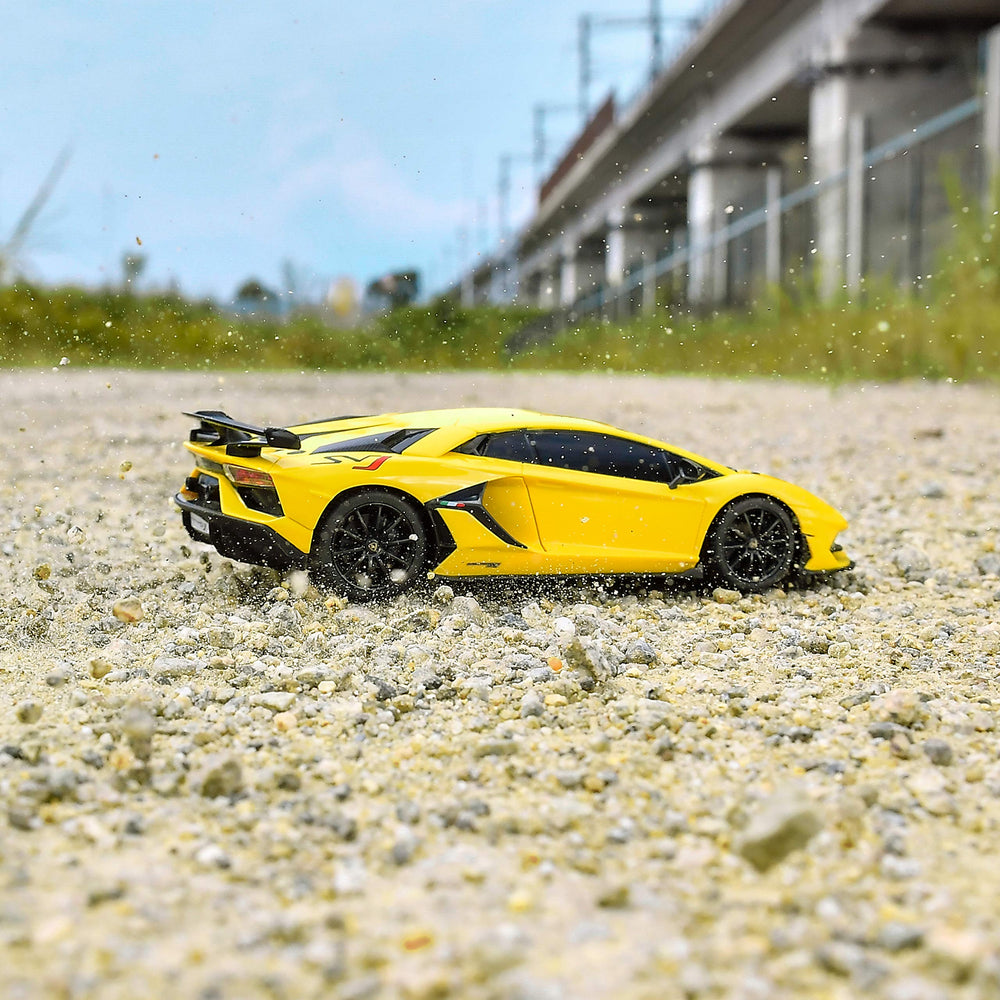 BEZGAR Lambo 1:24 RC car on display shelf, ideal gift and collectible