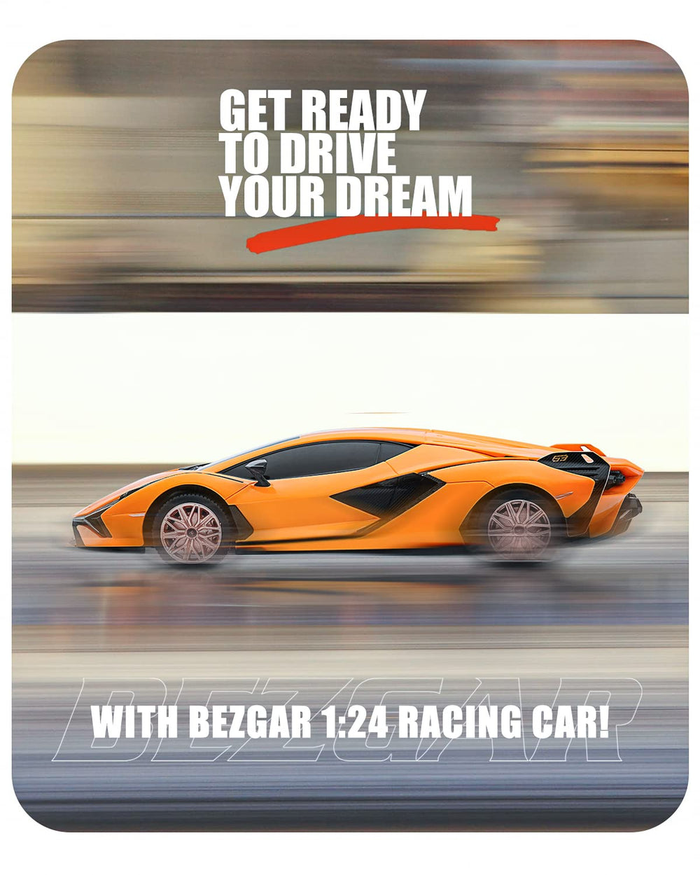 BEZGAR Lambo Sián FKP37 packaging display showcases the model as a gift-ready collectible