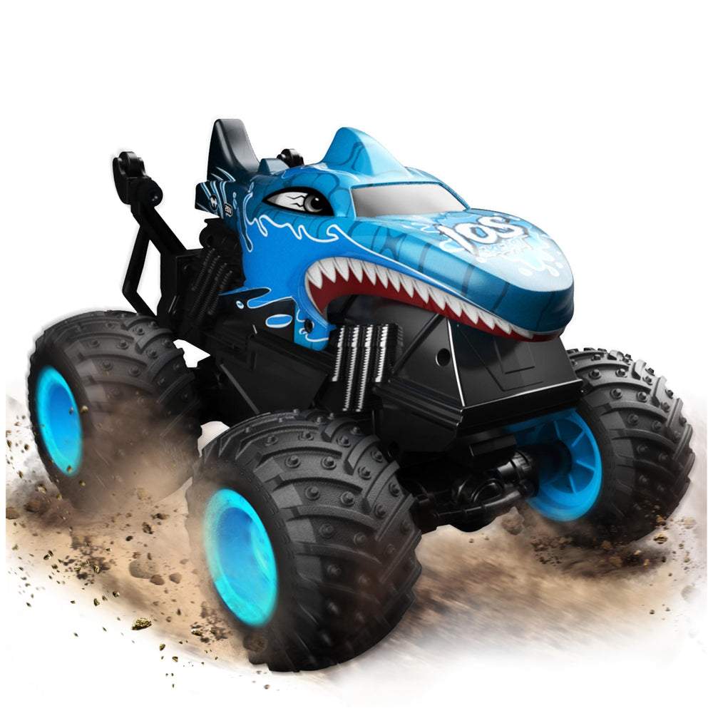 BEZGAR Monster Truck blue, front view emphasizing rugged tires for outdoor fun.