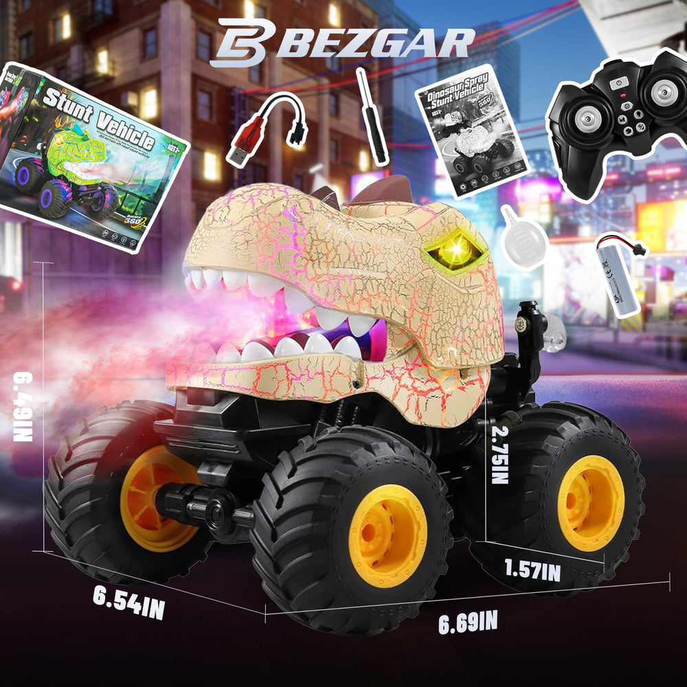 BEZGAR Monster Truck LED lights illuminate night racing for better visibility.