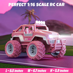 BEZGAR pink RC Jeep with open roof and action figure invites imaginative storytelling.