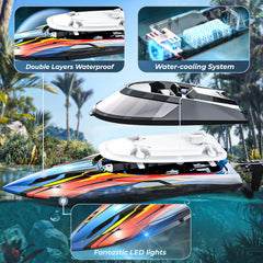 BEZGAR RC Boat rear view displays auto-flip technology aiding continuous fun.