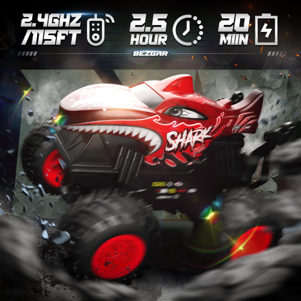 Bezgar RC truck performing 360-degree spins for outdoor fun.