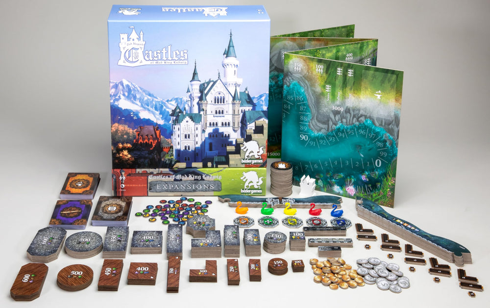 Bezier Games Castles of Mad King Ludwig Moats add fortified scoring potential.