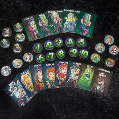 Bezier Games One Night Ultimate Alien character cards enable social deduction.