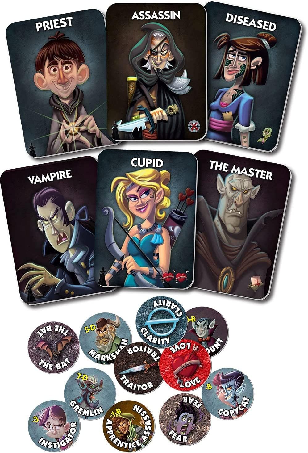 Bezier Games One Night Ultimate Vampire no-moderator setup, ideal for quick party play.