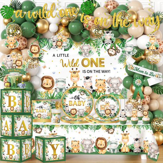 Bezkega Safari Baby Shower backdrop enhances jungle-themed photos.