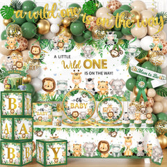 Bezkega Safari Baby Shower backdrop enhances jungle-themed photos.