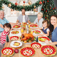 BFUN disposable dinnerware for Christmas celebrations, ideal for outdoor BBQs and indoor events
