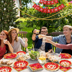 BFUN Christmas tableware set offers a cohesive gingerbread party look.