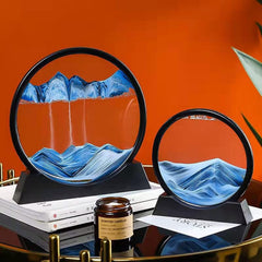 BGFJYUK blue deep-sea sandscape with flowing patterns in glass.