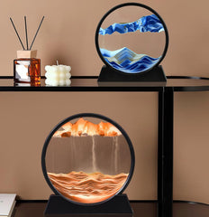 BGFJYUK flowing sand motion enhances focus on a blue desk setup.