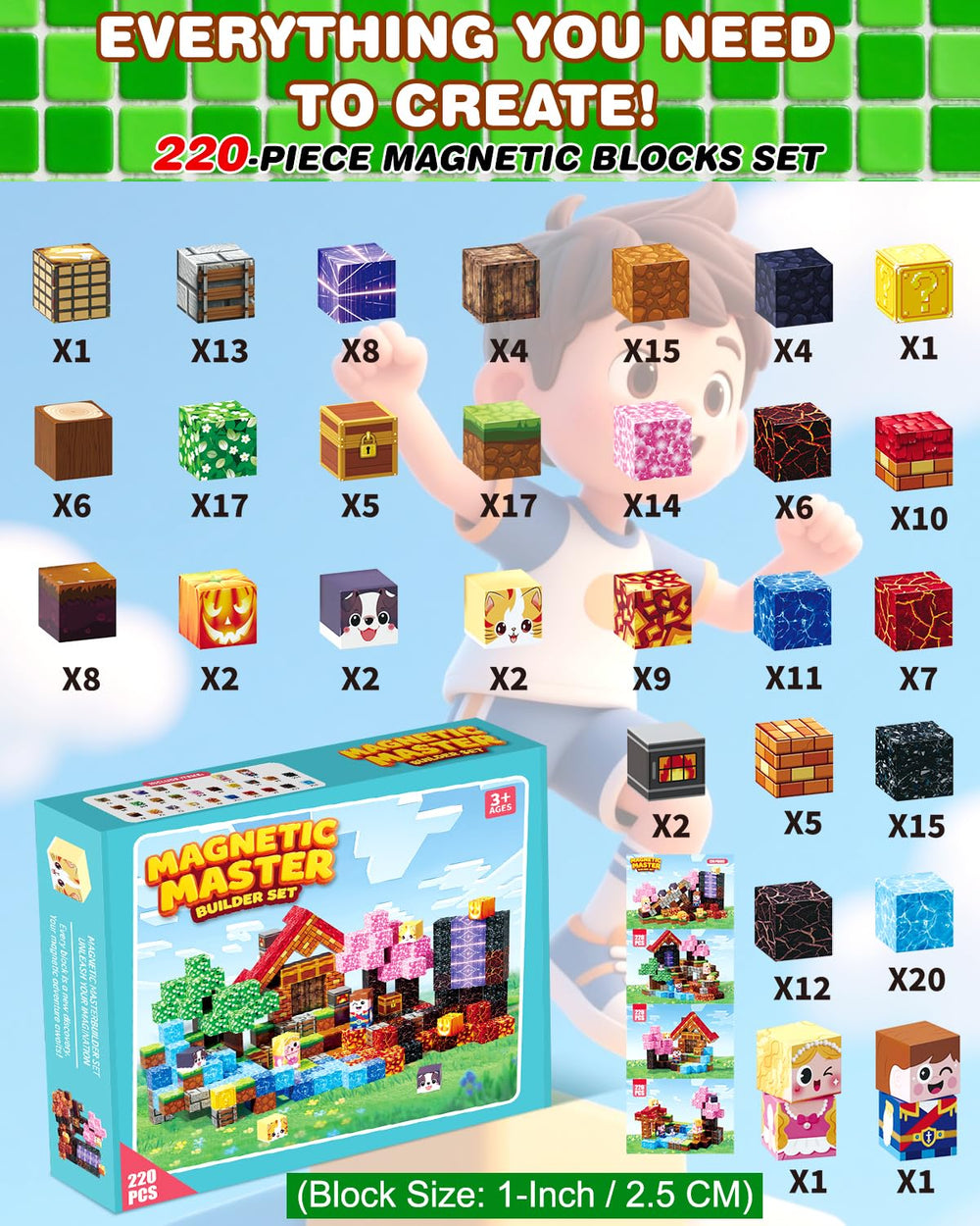 BGOVTAPO large 1-inch cubes provide easy grip and sturdy structures for kids.