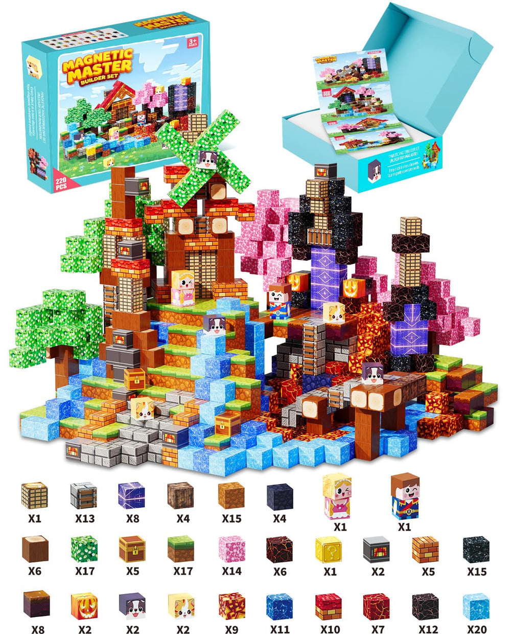 BGOVTAPO magnetic blocks 220pc set spark open-ended imagination and creative play.