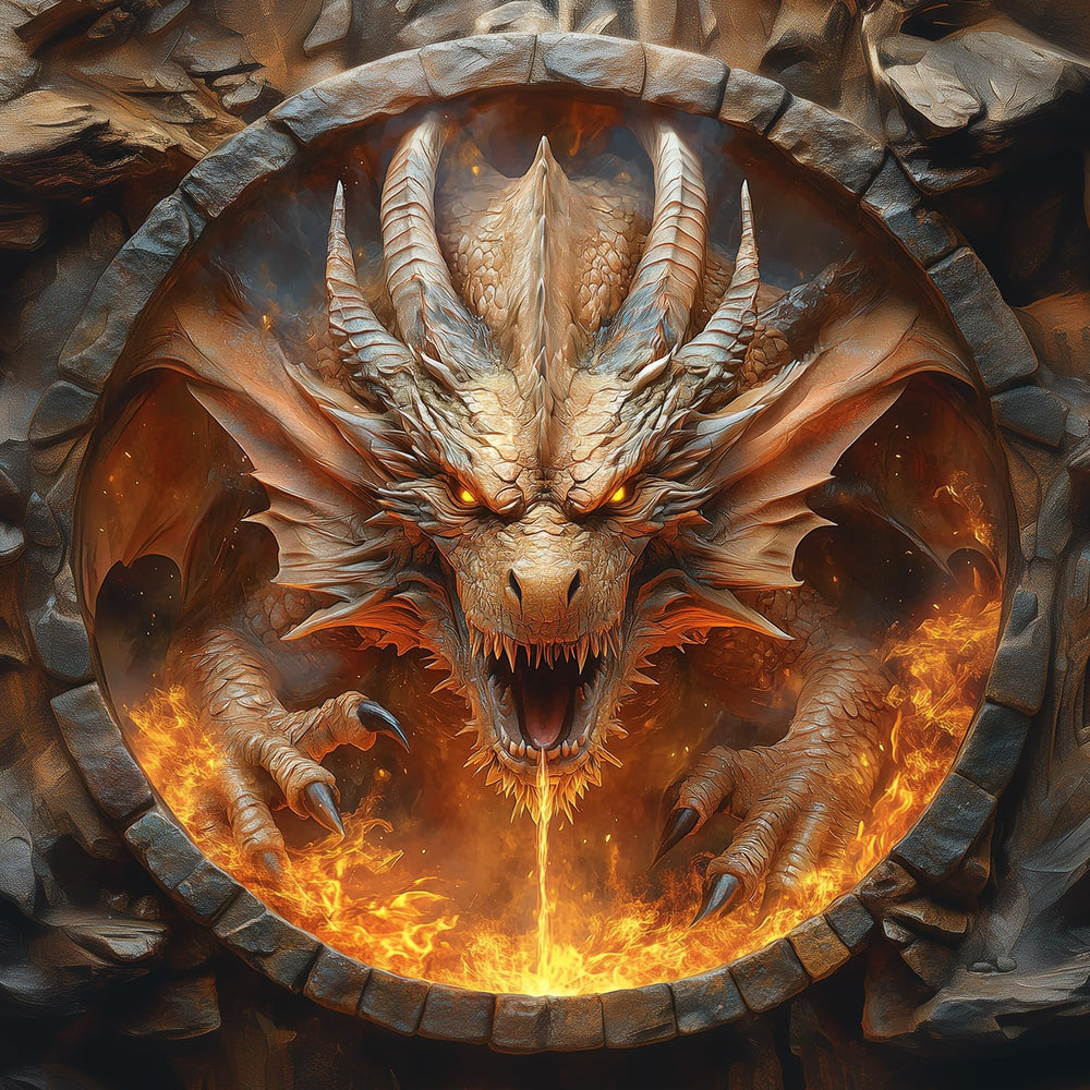Bgraamiens Dracarys puzzle: vibrant fire and ember tones brighten any game room or living space.