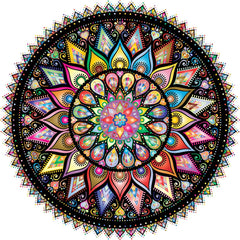 Bgraamiens puzzle geometric colorful mandala, immersive 1000-piece solving.