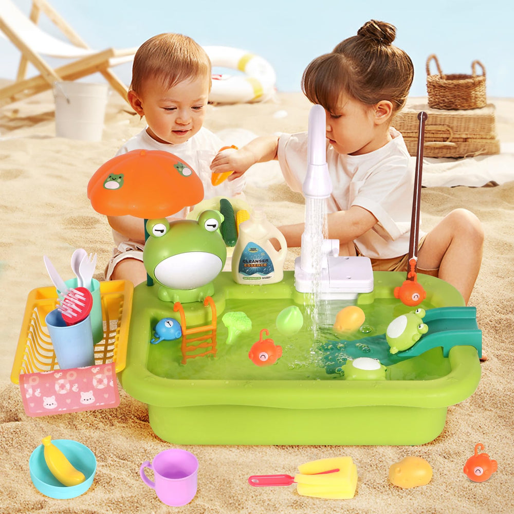 BHYDRY Educational sink set supports fine motor and hand-eye coordination.