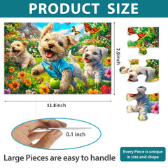 Biarek 6-pack flower garden scene puzzle with large pieces promotes focused activity.